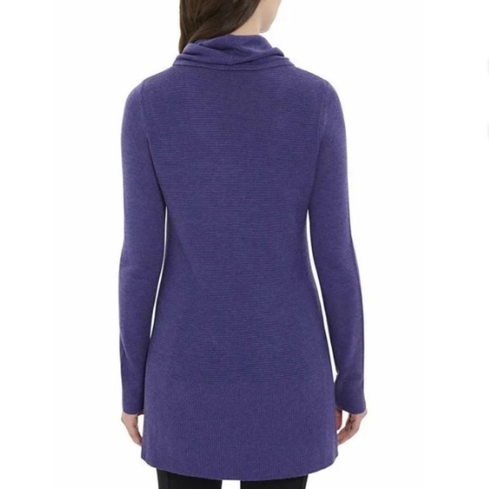 Adrienne Vittadini Women's Cowl Neck Long Sleeve Rib Knit Tunic Sweater - Picture 3 of 14